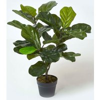 Homescapes Artificial Fiddle Leaf Fig Tree in Pot, 70 cm Tall in Green