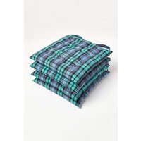 4 Pack Seat Pads Cotton Tartan Indoor Outdoor Garden Cushion 40cm cm x 40 cm