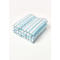 Homescapes 4 Pack Seat Pads Cotton Blue Striped Indoor Outdoor Garden Cushion, 40cm | Size: 40 cm x 40 cm