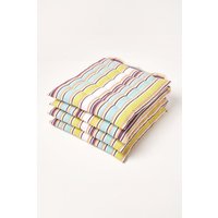 Set 4 Osaka Stripe Seat Pad Button Straps 40 x 40 cm cm x 40 cm