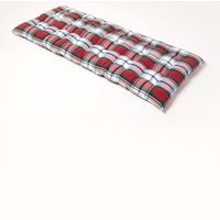 Homescapes Garden Bench Cushion Luxury 2 Seater Cotton Red Tartan Indoor Outdoor Pad