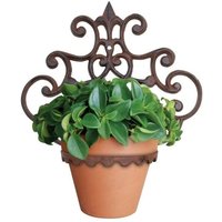 Homescapes Brown Cast Iron Parisian Style Single Flowerpot Holder