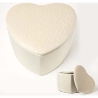 Homescapes Arundel Heart-Shaped Velvet Footstool with Storage in Cream