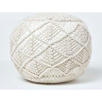 Homescapes Macrame Knitted Pouffe 35 x 40 cm in Natural