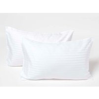 Homescapes Cotton Stripe Kids Pillowcases 40 x 60 cm 330 Thread Count, 2 Pack in White