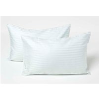Homescapes Cotton Stripe Kids Pillowcases 40 x 60 cm 330 Thread Count, 2 Pack in Blue