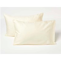 Homescapes Cotton Stripe Kids Pillowcases 40 x 60 cm 330 Thread Count, 2 Pack in Yellow