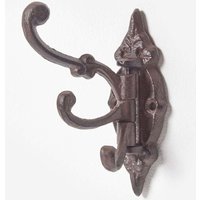 Homescapes Ornate Hinged Cast Iron Wall Hook in Brown