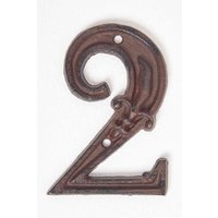 Homescapes Cast Iron House number, 2 in Brown