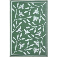Homescapes Luxury Outdoor Rug Waterproof Reversible for Garden, Green Floral Bee | Size: 120 cm x 180 cm
