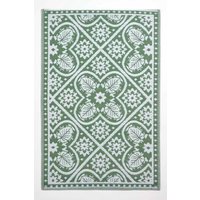 Homescapes Luxury Outdoor Rug Waterproof Reversible for Garden, Green Floral Leaf | Size: 120 cm x 180 cm