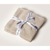 Homescapes Combed Egyptian Cotton Set of 2 Face Cloths 700 GSM in Taupe