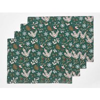 Festive Forest Green Christmas Placemats Set 4