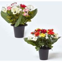 Set 2 Anemone Artificial Flowers Grave Vases