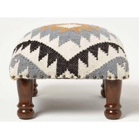 Homescapes Handwoven Kilim Footstool 40 x 40 cm in Gold