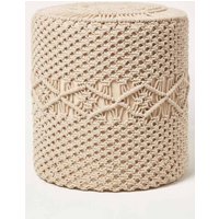 Homescapes Astrid Macrame Pouffe, 42 cm Tall in Natural