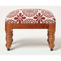 Homescapes Cassia Red Geometric Footstool, 50 x 30 x 40 cm