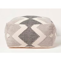Homescapes Malmo Handwoven Textured Pouffe Bean Cube in Grey
