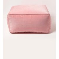 Homescapes Velvet Pouffe Bean Cube in Pink