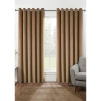 Homescapes Thermal 100% Blackout Velvet Curtains in Beige | Size: 167 cm width x 183 cm drop
