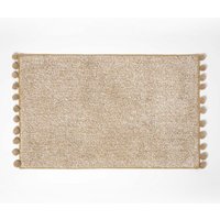 Homescapes Tufted Bath Mat 100% Cotton with Pom Pom Edges in Beige
