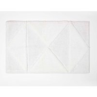 Homescapes 100% Cotton Bath Mat Tufted Geometric Design in White