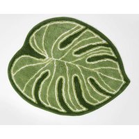 Homescapes Green Leaf Bath Mat 100% Cotton, 65 x 80 cm