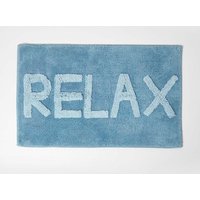 Homescapes Relax Bath Mat 100% Cotton, 50 x 80 cm in Blue
