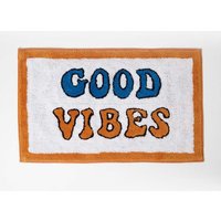 Homescapes Orange Good Vibes Bath Mat 100% Cotton, 50 x 80 cm