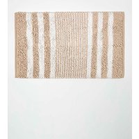 Homescapes Chenille Stripe Bath Mat 100% Cotton, 50 x 80 cm in Natural
