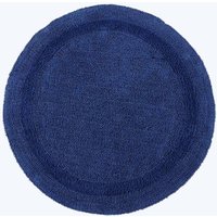 Homescapes Luxury Round Bath Mat Reversible 100% Cotton 1600GSM, 80cm, Quick Dry in Navy