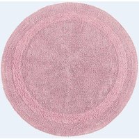 Homescapes Luxury Round Bath Mat Reversible 100% Cotton 1600GSM, 80cm, Quick Dry in Baby Pink