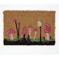 Homescapes Coir Doormat with Red Mushroom Pattern, 40 x 60 cm | Size: 40 cm x 60 cm