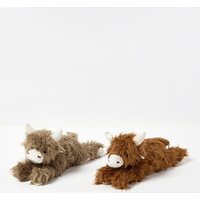 Homescapes Luxury Fabric Highland Cow Doorstop Set of 2 in Brown