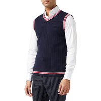 XPOSED Men's Sleeveless V-Neck Knitted Jumper Vest Versatile Styling in Navy | Size: Large