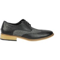 Stylish Faux Leather Tweed Herringbone Brogue Lace Up Shoes