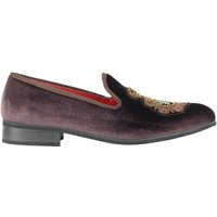 Stylish Faux Leather Embroidered Velvet Loafers