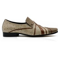 XPOSED Men's Stylish Real Leather Buckled Shoes in Cream | Size: 9