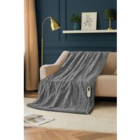 Neo Electric Cable Knit Effect Heated Throw Reversible Blanket in Grey | Size: 130 cm x160 cm