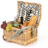 LIVIVO Picnic Wicker Basket for 4 - including Large Insulated Cool Bag & Cutlery Set in Natural