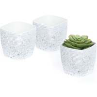 LIVIVO White Sandstone Effect Plant Pots Set of 3 12cm