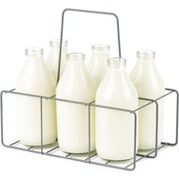 LIVIVO Milk Crate Bottle Holder Caddy for Milk, Juice, Wine or Beer Bottle - 6 Bottle Holder in Dark Grey