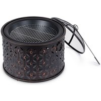 LIVIVO Rombo 2-in-1 Fire Pit & BBQ Grill in Bronze