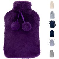 LIVIVO Plush Hot Water Bottle - Navy in Purple