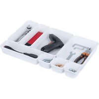 LIVIVO 8pc Interlocking Drawer Organiser Grey Storage Set in White
