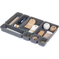 LIVIVO 8pc Interlocking Drawer Organiser Grey Storage Set