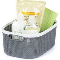 LIVIVO Grey Plastic Woven Effect Organiser Basket 22L | Size: Large