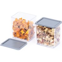 LIVIVO 615ml Food Storage Containers with Grey Lids - Set of 2 in Clear