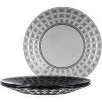 LIVIVO Diamond Etched Dinner Plates Set of 4 Smoke Grey