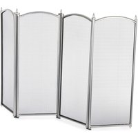 LIVIVO 4-Panel Nickel Coated Fireguard in Silver